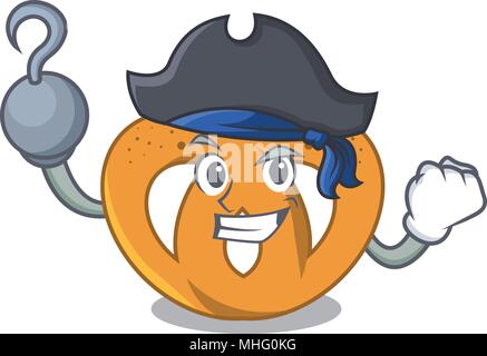 Cartoon style de caractères bretzel Pirate Illustration de Vecteur