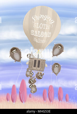 Sloth oscillante Saloon Balloon Banque D'Images