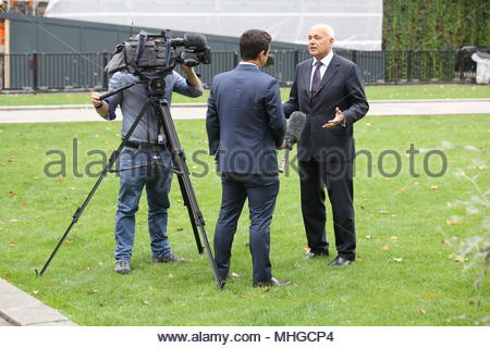 Iain Duncan Smith donne une interview télévisée à Westminster, Londres Banque D'Images