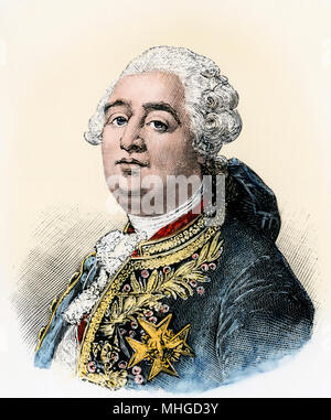Louis XVI, roi de France pendant la Révolution française. La gravure à la main, Banque D'Images
