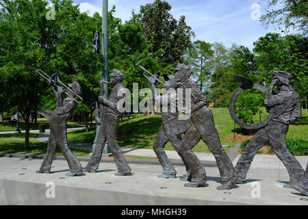 Statue des musiciens dans le Parc Louis Armstrong de La Nouvelle-Orléans, Louisiane Banque D'Images