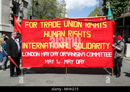 Londres, Royaume-Uni. 1er mai 2018. Bannière en crédit : Mayday Alex Cavendish/Alamy Live News Banque D'Images