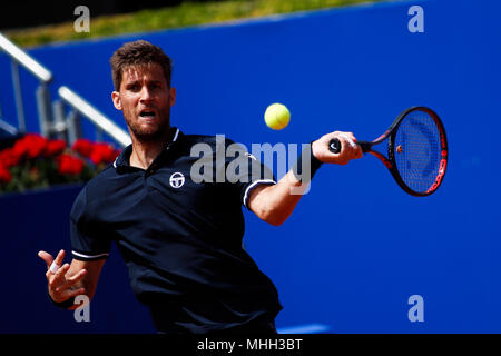 Real Club de Tennis, Barcelone, Espagne. Apr 25, 2018. La Banc Sabadell Barcelona Open Tennis tournoi ; Martin Klizan : Action Crédit Plus Sport/Alamy Live News Banque D'Images