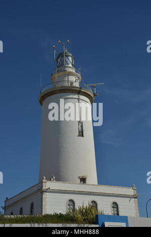 Leuchtturm Harbour, Malaga, Andalousie, Espagne Paseo del Muello Uno Port de Malaga La Farola de Málaga Banque D'Images