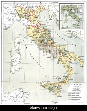 Carte historique de l'Italie antique, ch. 218 AV. Banque D'Images