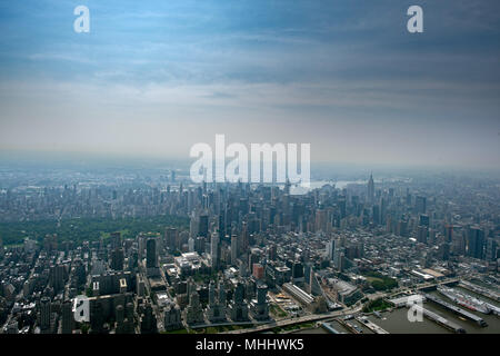 Manhattan vue aérienne à partir d'hélicoptères de Banque D'Images