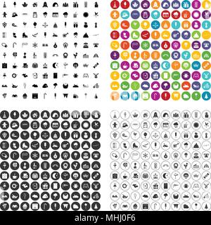 100 parties de childrens icons set vector variante Illustration de Vecteur