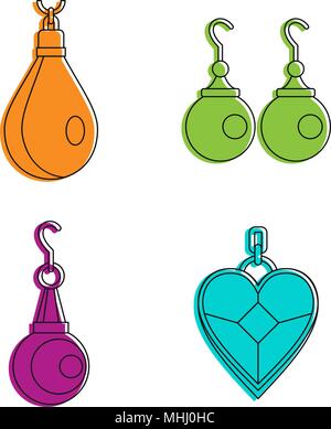 Boucles d'icon set, style du contour de couleur Illustration de Vecteur