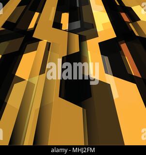 Résumé noir jaune technologie polygone perspective futuriste vector illustration d'arrière-plan. Illustration de Vecteur