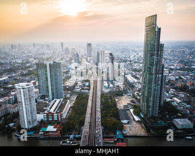 Bangkok capitale de la Thaïlande, drone photo. Banque D'Images