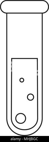 L'art de la ligne de sang noir et blanc tube à essai. Le thème de la santé pour l'illustration vectorielle, icône, sticker, signer, patch, d'un certificat d'un insigne, carte-cadeau, stamp lo Illustration de Vecteur