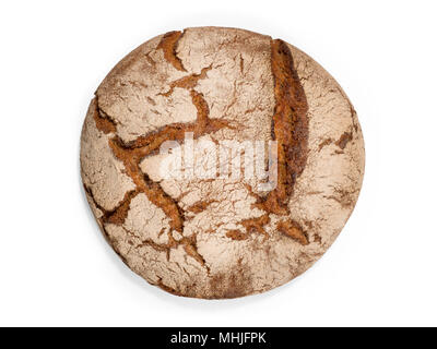 Des petits ronds de seigle pain rustique ronde. Top View isolated on white Banque D'Images
