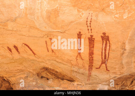 Pictogrammes sur une falaise mur dans Wild Horse près de hanksville, Utah Banque D'Images