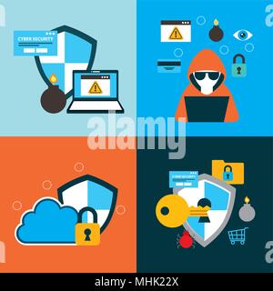 La technologie de sécurité cybernétique Illustration de Vecteur