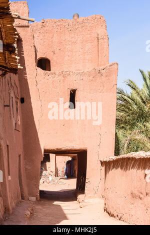 Une partie du château de Ait Benhaddou, une ville fortifiée, l'ancien chemin de caravane Sahara à Marrakech. UNESCO World Heritage, Maroc Banque D'Images