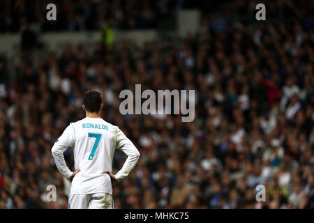 Madrid, Espagne. 1er mai 2018. Cristiano Ronaldo (Real Madrid) réagit au cours de la demi-finale de la Ligue des Champions match match retour entre le Real Madrid et le Bayern Munich au stade Santiago Bernabeu. Credit : SOPA/Alamy Images Limited Live News Banque D'Images