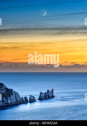 Croissant de lune sur la mer à l'aiguille Banque D'Images