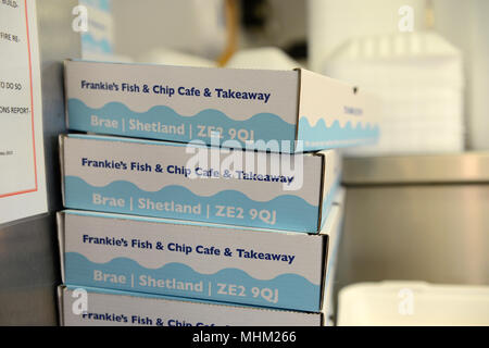 Frankie's award winning poisson et chip shop dans Brae Shetland. Voté No1 Poisson et chip Shop au Royaume-Uni Banque D'Images