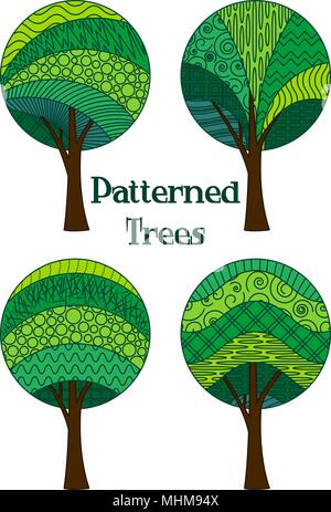 Ensemble, les arbres à motifs Illustration de Vecteur