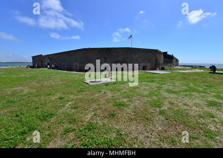 Fort dans le chenal de Charleston, où la guerre civile américaine a commencé. Banque D'Images