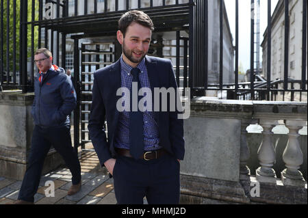 Propriétaire de Ashers Bakery Daniel McArthur aux cours royales de justice de Belfast, où la Cour suprême examine les questions liées à l'affaire Ashers Baking Company gay Cake. Banque D'Images