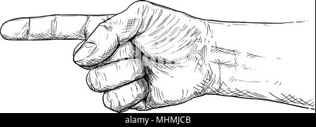 Vector illustration artistique ou un dessin de la main avec doigt pointant vers la gauche Illustration de Vecteur