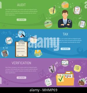 L'audit, de la fiscalité et la comptabilité d'entreprise Bannières Illustration de Vecteur