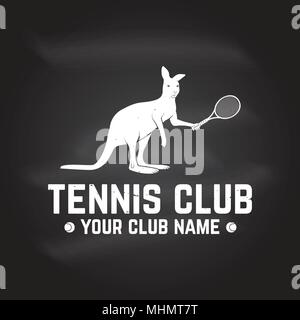 Tennis Club au tableau. Vector illustration. Concept pour chemise, imprimer, stamp ou tee. Typographie vintage design avec raquette de tennis et kangaroo Illustration de Vecteur