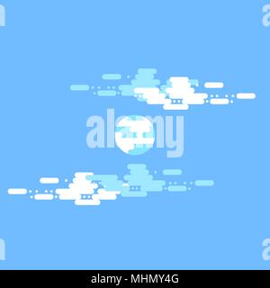 Jour vector illustrations télévision ou des bannières. Soleil. Demi-journée de soleil avec nuages. Illustration de télévision sky et la météo, de la radiodiffusion et des nuages, la vie et le cycle de la période pour les bandeaux des milieux de l'application mobile Illustration de Vecteur