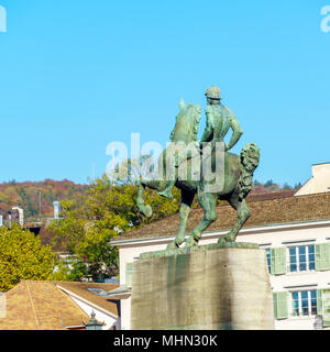 Le monument équestre à Hans Waldmann (1937), Maire de Zurich et un chef militaire suisse, Suisse Banque D'Images