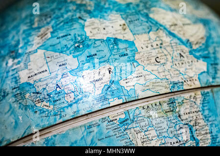 L'Afrique sur vieux globe terrestre détail close up Banque D'Images