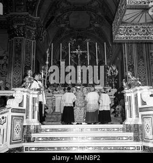 Le pape Paul VI à Montecassino - proclamer saint Benoît patronne principale de l'ensemble de l'Europe à Montecassino - 24 octobre 1964 Banque D'Images