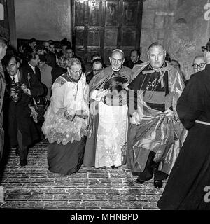 Le pape Paul VI à Montecassino - proclamer saint Benoît patronne principale de l'ensemble de l'Europe à Montecassino - 24 octobre 1964 Banque D'Images