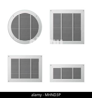 Un ensemble de grilles de ventilation circulaire et rectangulaire Illustration de Vecteur