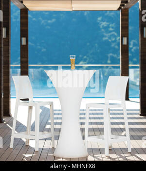 Bar terrasse table et chaises Banque D'Images