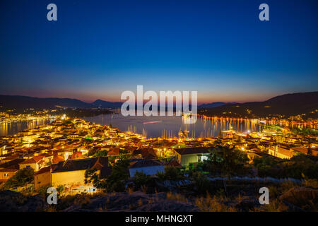 Poros la nuit, Grèce Banque D'Images