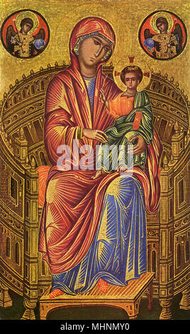 Madonna et l'enfant enthroned - école byzantine Banque D'Images