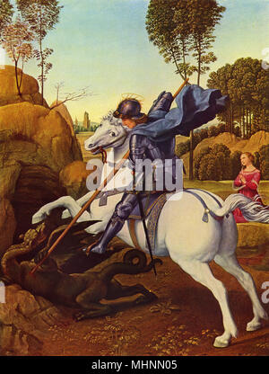 Saint George et le Dragon, par Raphaël Banque D'Images