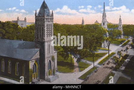 New Haven, Connecticut, États-Unis - trois églises sur « le vert » Banque D'Images