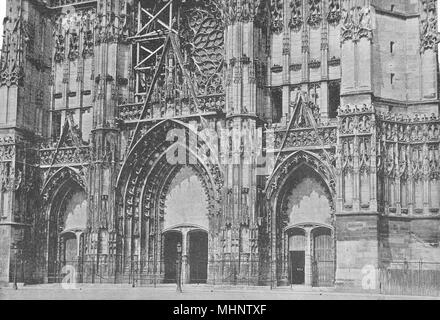 L'aube. Troyes. Portail de la Cathédrale St- Pierre 1895 ancienne imprimer photo Banque D'Images