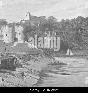 Le Pays de Galles. Le Château de Chepstow 1901 ancienne vintage print photo Banque D'Images