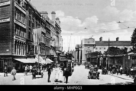 Grafton Street et Trinity College, Dublin, Irlande Banque D'Images