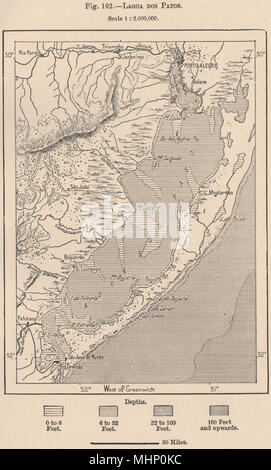 Lagoa dos Patos. Rio Grande do Sul. Brésil 1885 ancienne carte graphique plan Banque D'Images