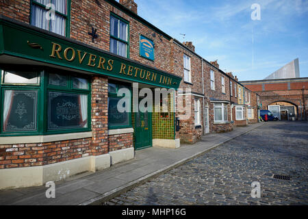 Coronation Street le savon ITV dans la région fictive de Weatherfield Granada Studios à Salford Quays, MediacityUK Banque D'Images