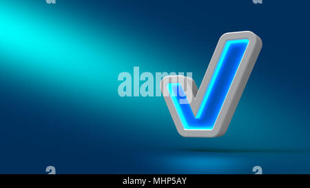 3D allumé vérifier symbole sur fond cyan. Pour concevoir des présentations. Banque D'Images