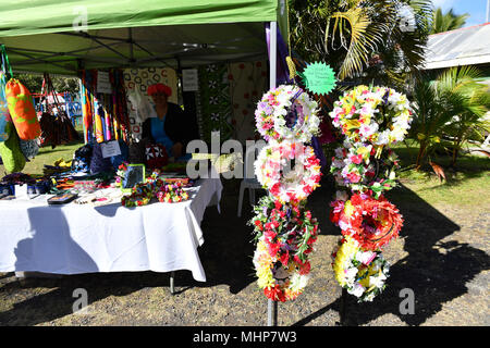 RAROTONGA, ÎLES COOK - 19 août 2017 - Punanga Nui marché culturel est un 'must do' pour les visiteurs aux îles Cook en tant qu'il est tout à fait une représentation culturelle Banque D'Images