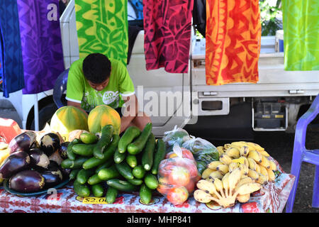 RAROTONGA, ÎLES COOK - 19 août 2017 - Punanga Nui marché culturel est un 'must do' pour les visiteurs aux îles Cook en tant qu'il est tout à fait une représentation culturelle Banque D'Images