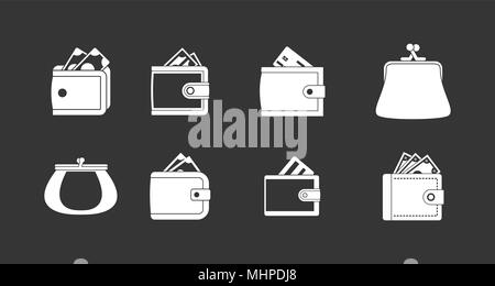 Wallet Icon Set vector gris Illustration de Vecteur