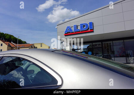 Logo d'Aldi, signe, supermarché, Allemagne Banque D'Images