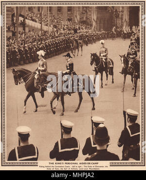 1937 Coronation. King's aides-de-camp. Mountbatten. Ducs Gloucester Kent 1937 Banque D'Images